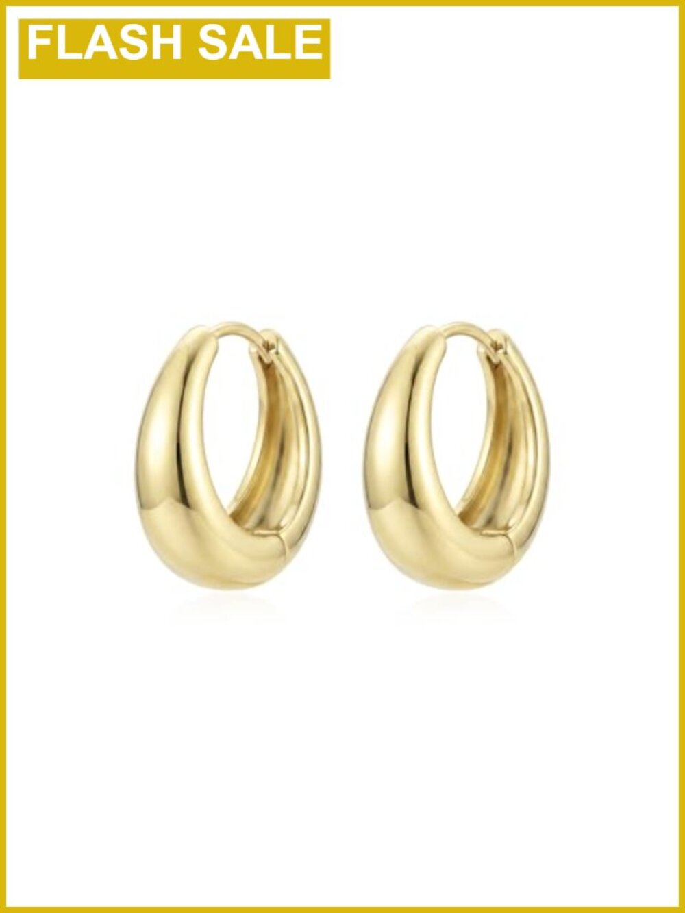 18K Gold Plated Chunky Hoop Earrings with Sterling Silver Posts